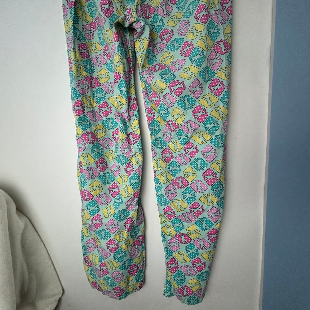 Vineyard Vines Green Pink Yellow Whales Pajama Pants S/P - Picture 5 of 11
